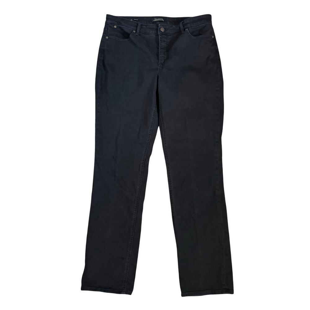 Talbots Flawless Five-Pocket Jeans Womens 12 Straight Leg Black Stretch Denim